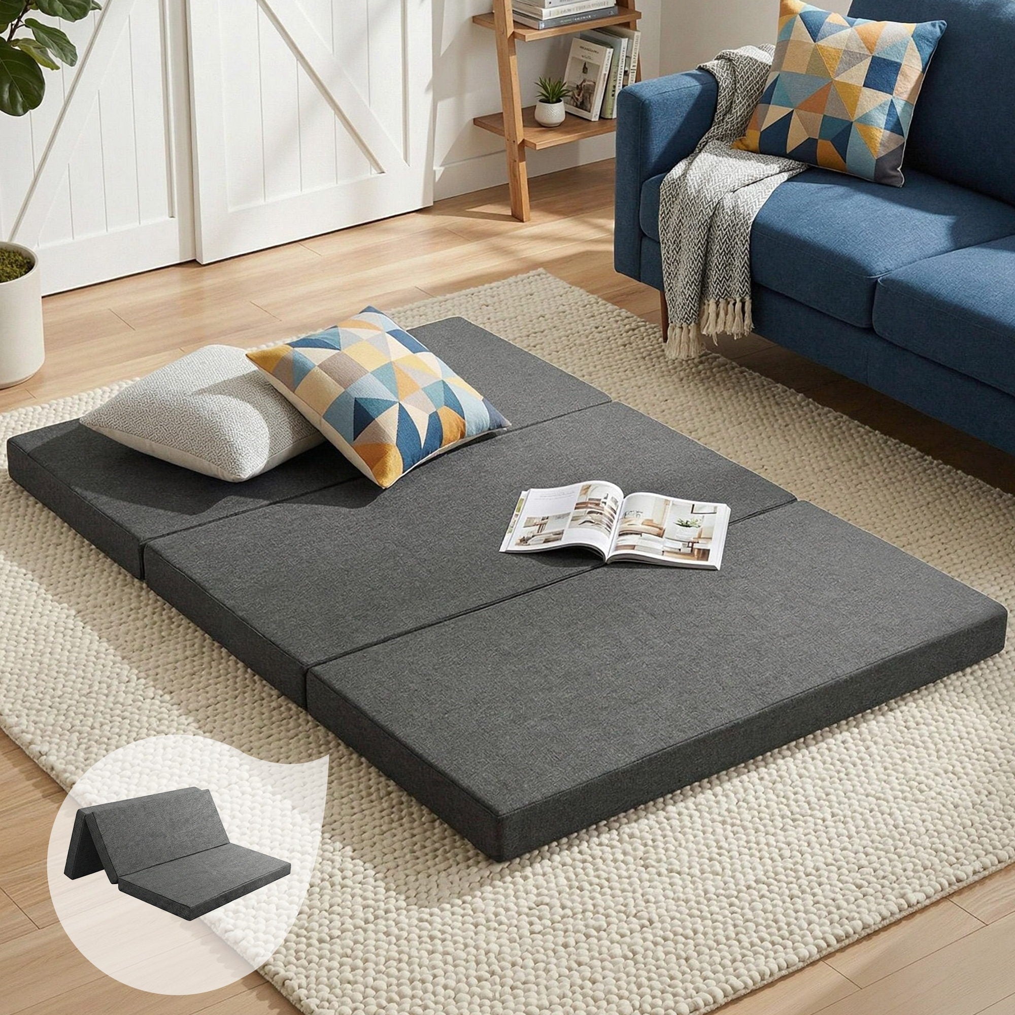 Foldable Mattress Folding Foam Double Grey
