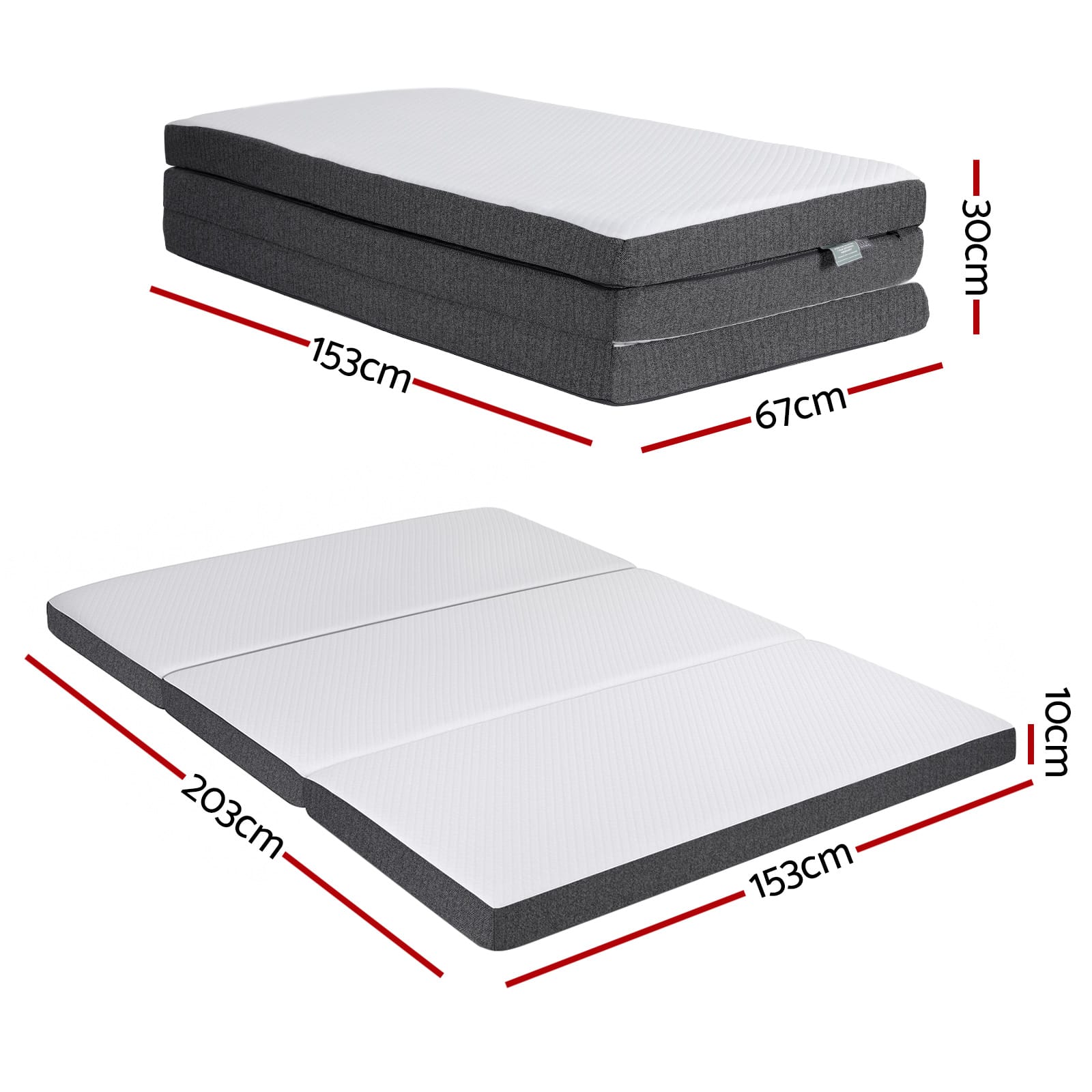Foldable Mattress Queen Memory Foam 153x203x10cm