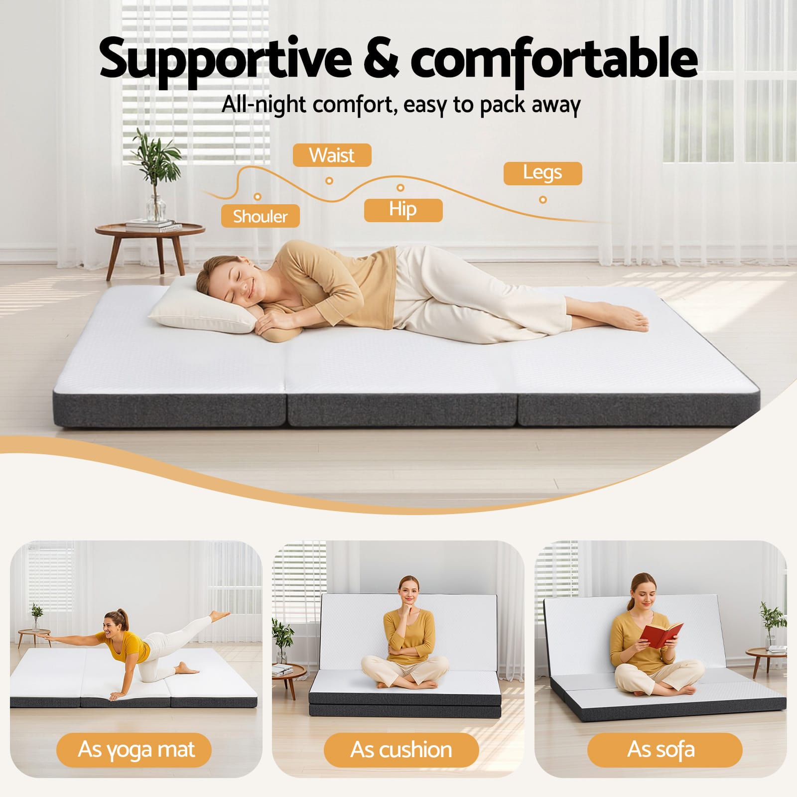 Foldable Mattress Queen Memory Foam 153x203x10cm