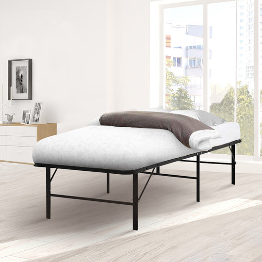 Folding Bed Frame King Single Metal Base with Supportive Slats - Artiss Foldable Black Fold