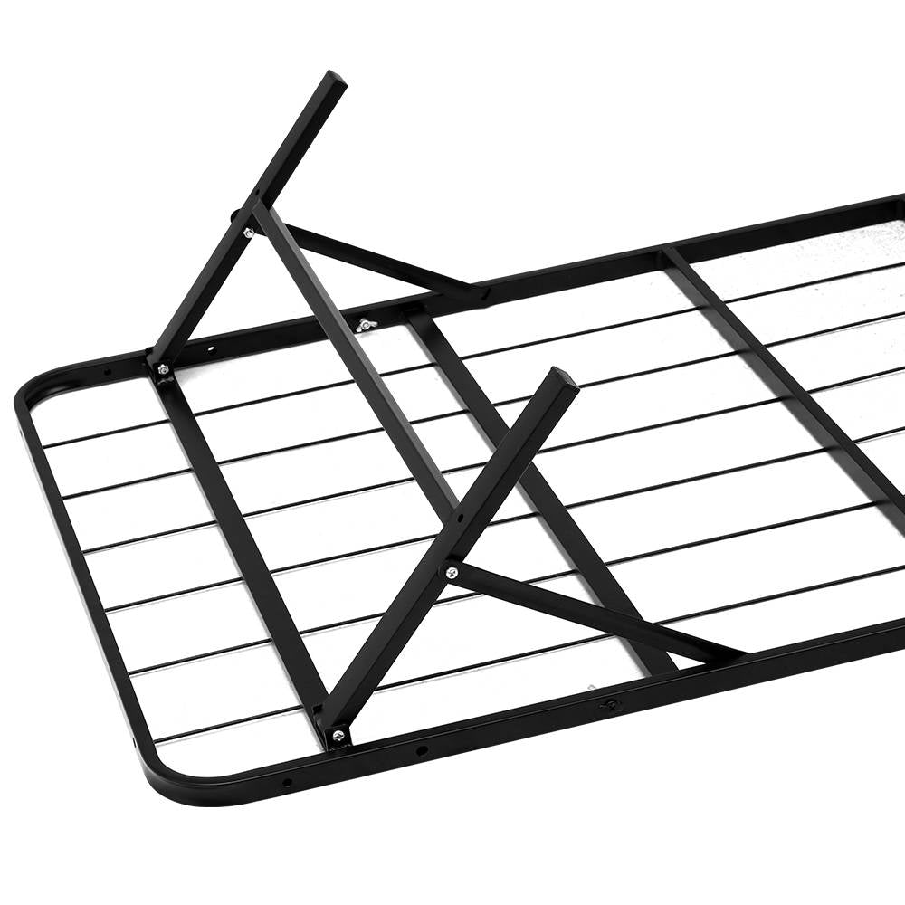Folding Bed Frame Queen Metal Base with Sturdy Support Slats