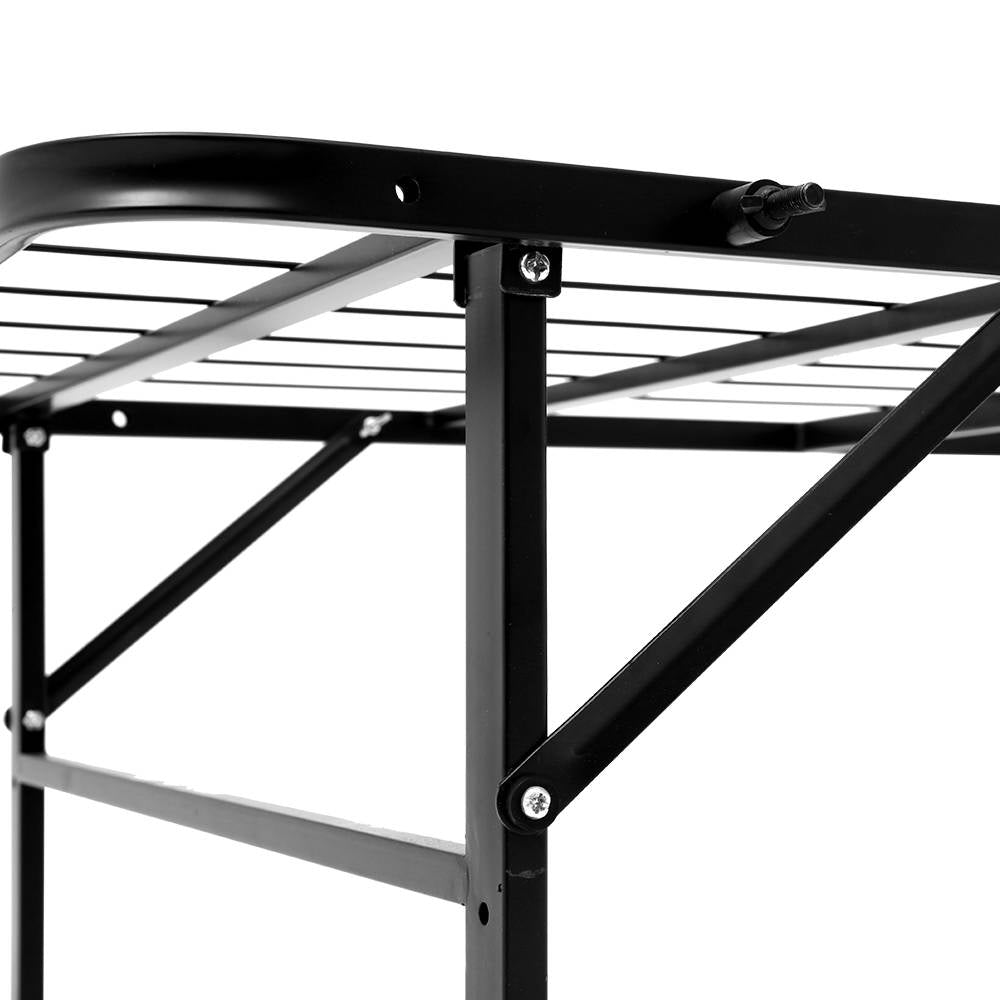 Folding Bed Frame Queen Metal Base with Sturdy Support Slats