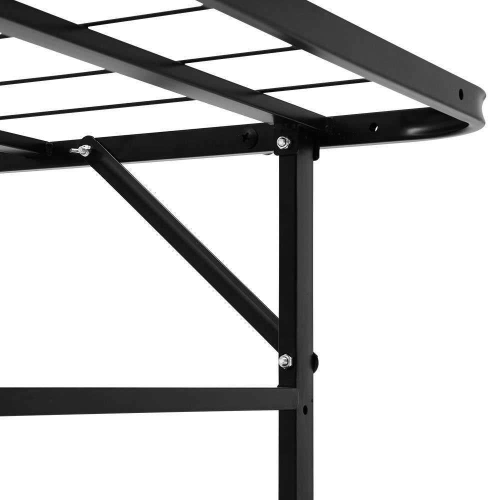 Foldable Queen Metal Bed Frame - Black