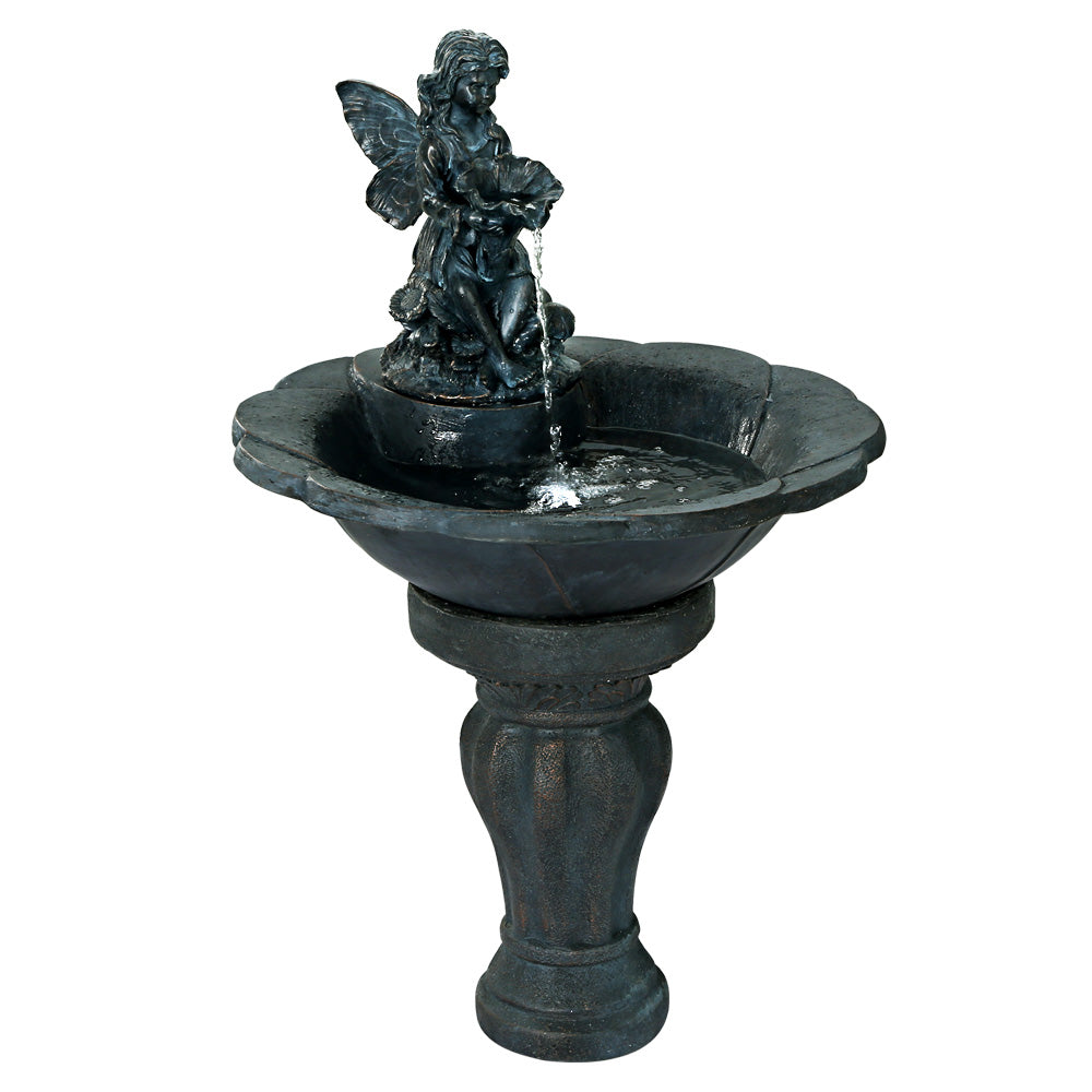 Water Fountain Features Solar with LED Lights Outdoor Cascading Angel with Fountain & Ponds Accessories