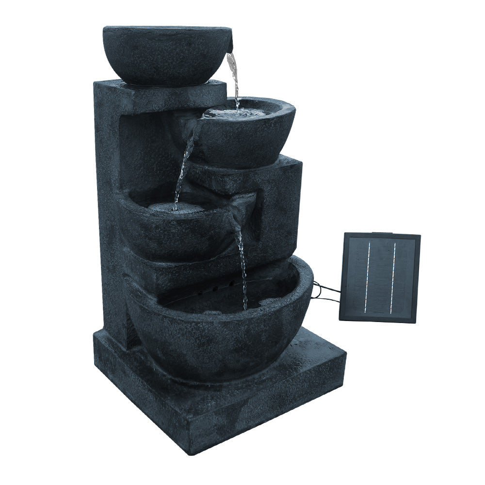 Solar 4-Tier Water Fountain 72cm LED Blue Garden Feature