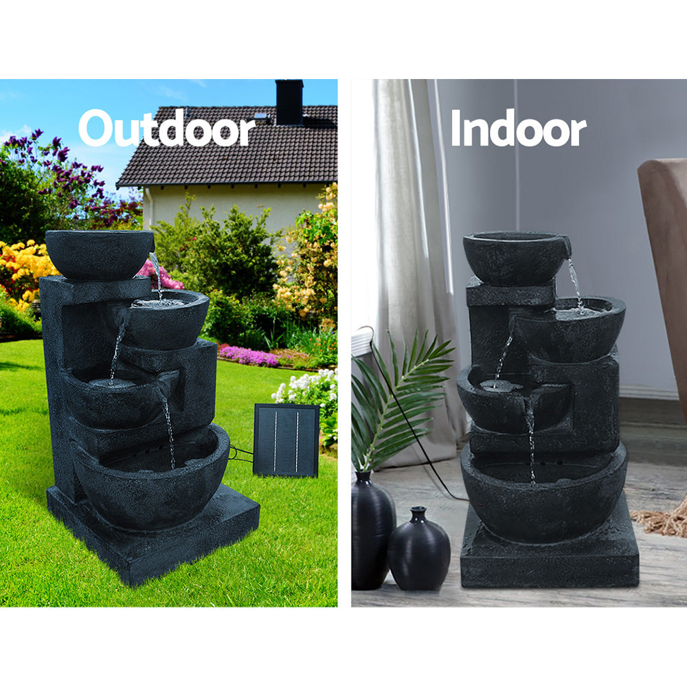 Solar 4-Tier Water Fountain 72cm LED Blue Garden Feature
