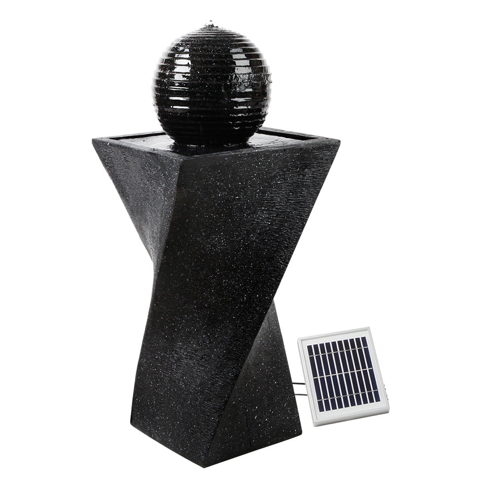 Solar Water Feature Black 85cm with LED Lights Outdoor Fountain