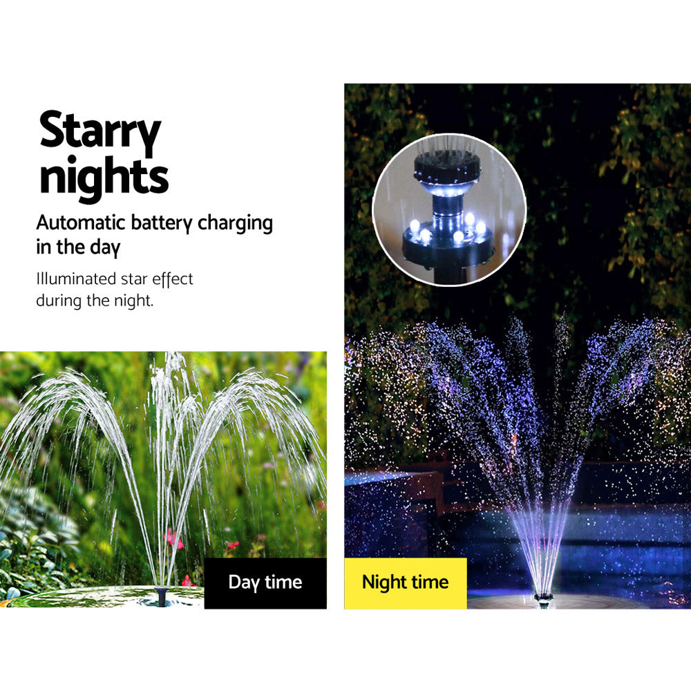 30W LED Lights Solar Fountain with Battery Outdoor Fountains Submersible Water Pump