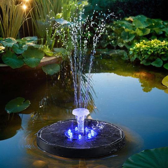 Floating Solar Pond Water Fountain Pump Outdoor Fountains LED Light