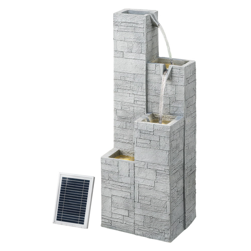 Beige colour - Gardeon Solar Fountain Water Feature Outdoor Indoor 4-Tier Square Cascading Beige