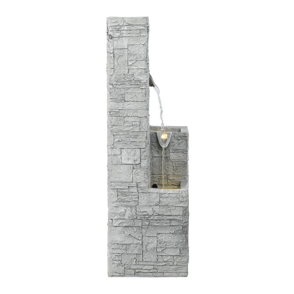 Gardeon Solar Fountain Water Feature Outdoor Indoor 4-Tier Square Cascading Beige | Beige colour