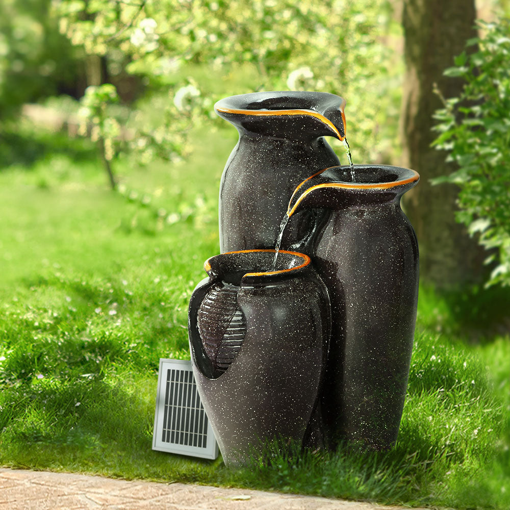 Water Fountain Features Solar with LED Lights Outdoor