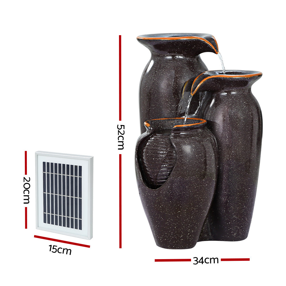 Fountain & Ponds Accessories - 76cm Solar Cascading Water Fountain LED Garden Feature Grey