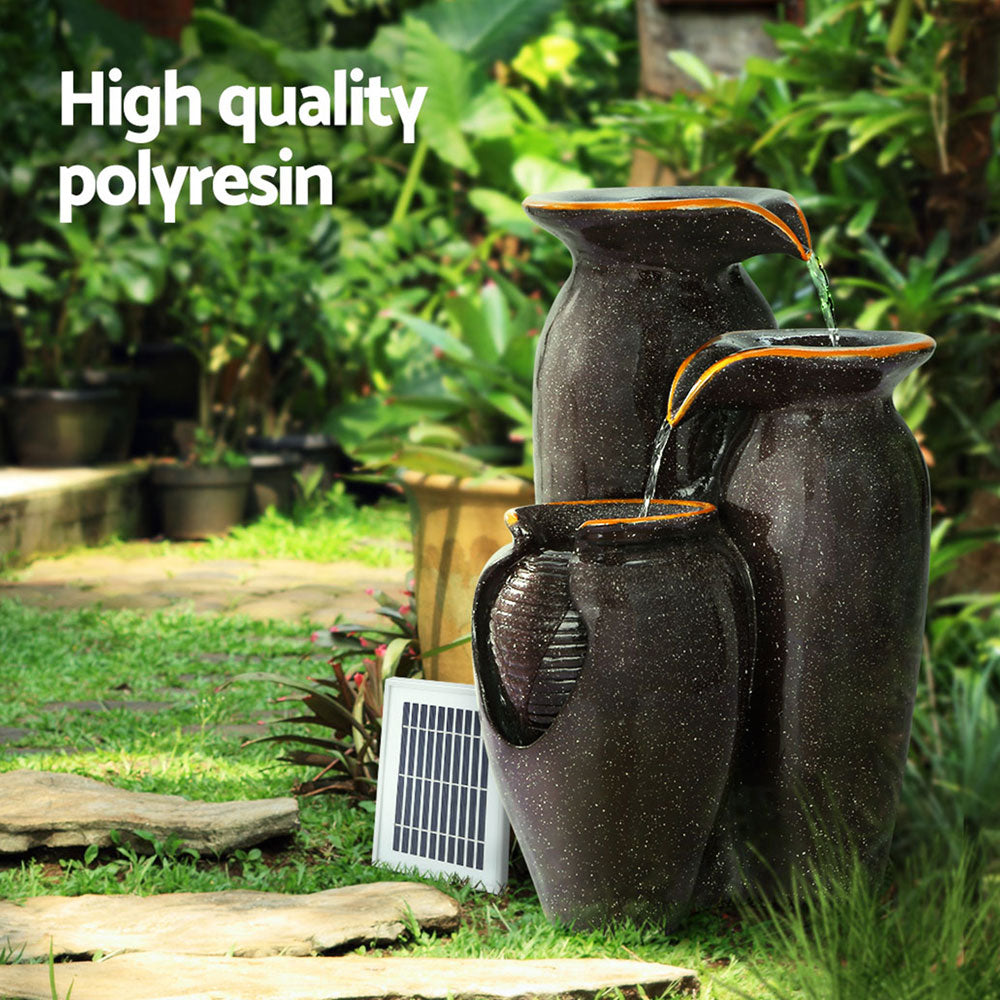 76cm Solar Cascading Water Fountain LED Garden Feature Grey | 76Cm
