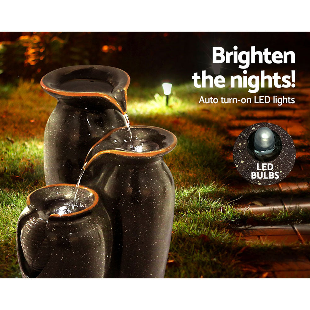 Lights Outdoor Tired - 76cm Solar Cascading Water Fountain LED Garden Feature Grey