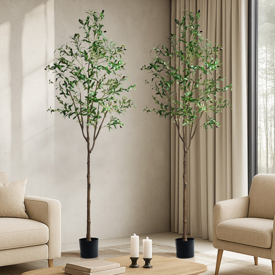 2x Artificial Olive Trees Tall Potted Plants 210cm Indoor Home Decor