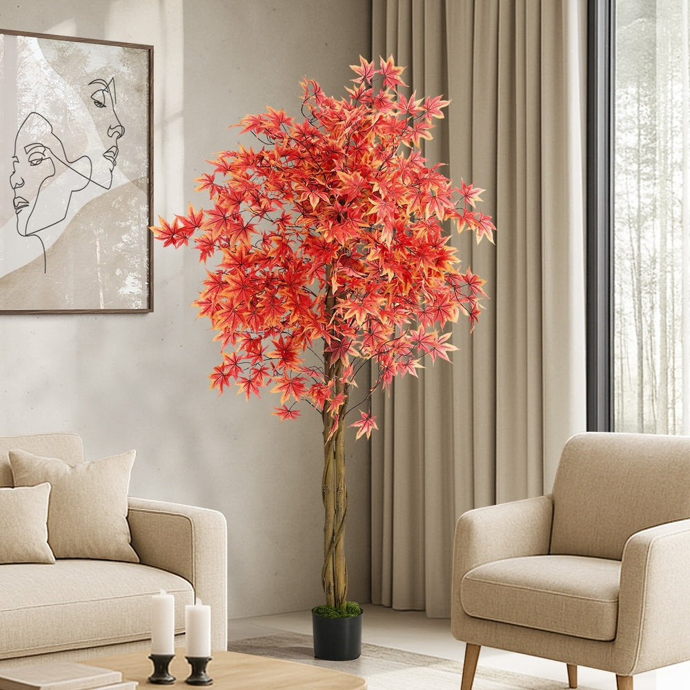 Red Maple Tree Faux Plant Decor