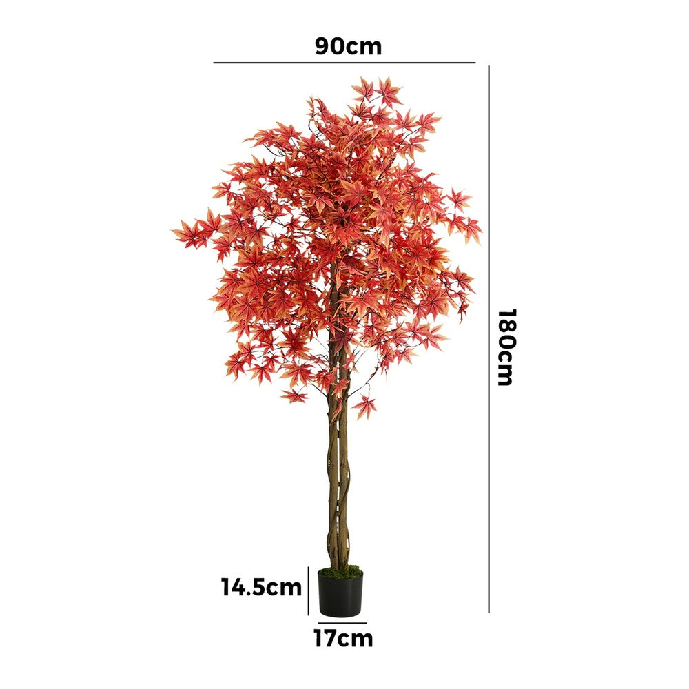 Red Maple Tree Faux Plant Decor