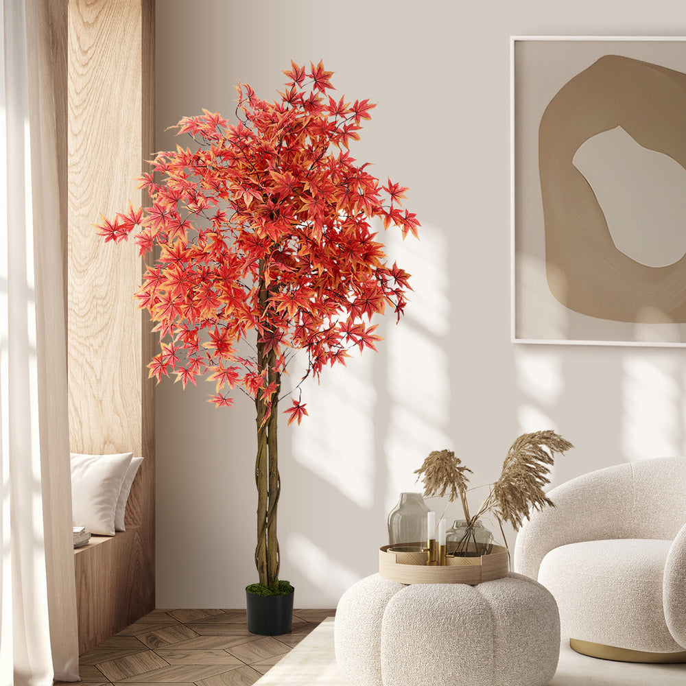 Red Maple Tree Faux Plant Decor