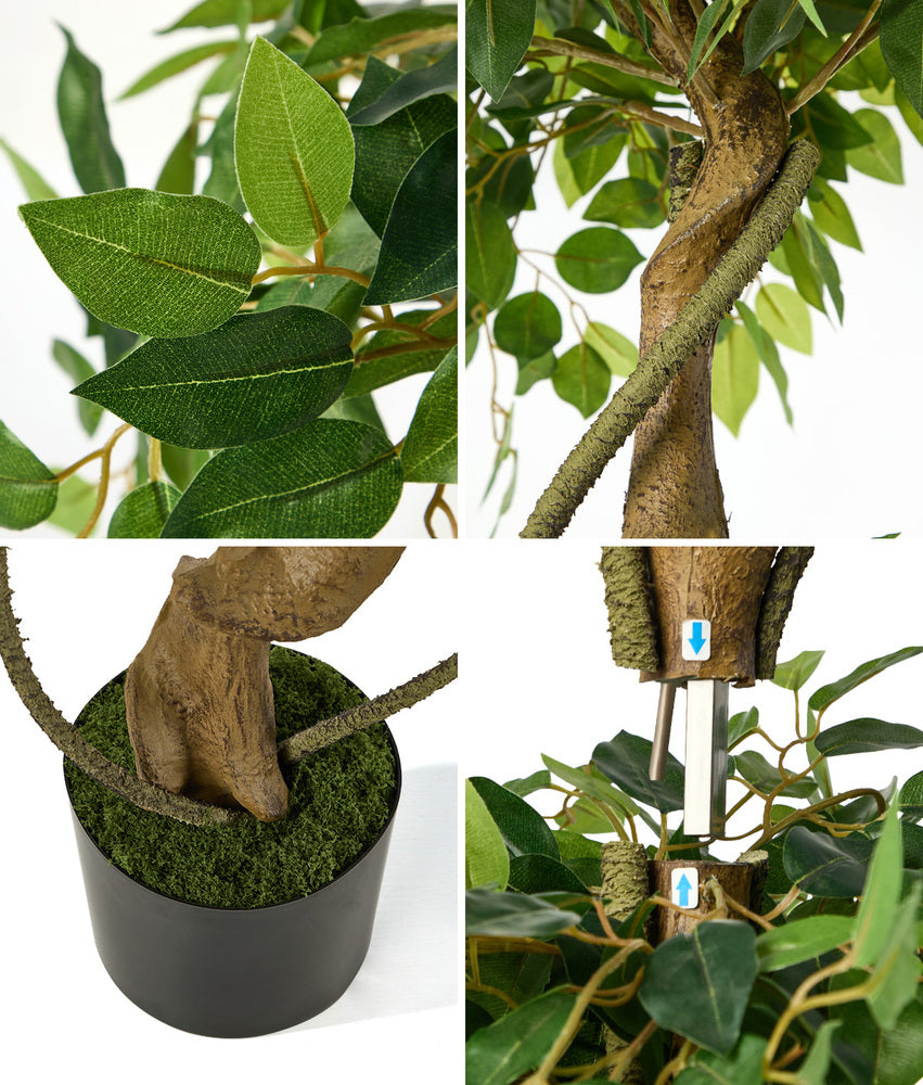 Artificial Ficus Tree 180cm Twisted Potted Plant Indoor Home Decor