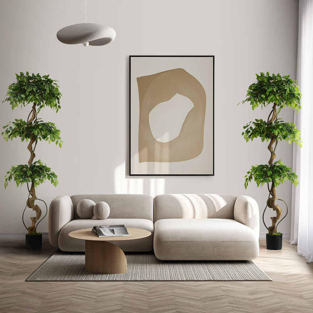 Artificial Ficus Tree 2 Pack 180cm Twisted Potted Plant Indoor Décor
