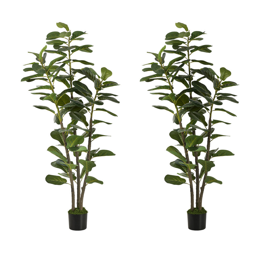 Artificial Fiddle Leaf Fig Tree 2 Pack 150cm Lifelike Potted Indoor Plant