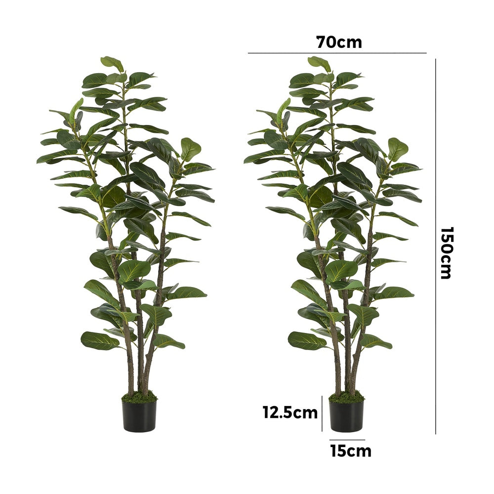 Artificial Fiddle Leaf Fig Tree 2 Pack 150cm Lifelike Potted Indoor Plant