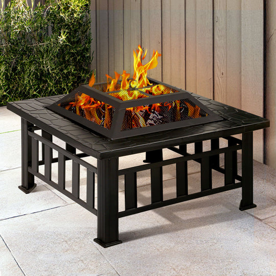 2-in-1 Fire Pit & BBQ Grill Table for Outdoor Use