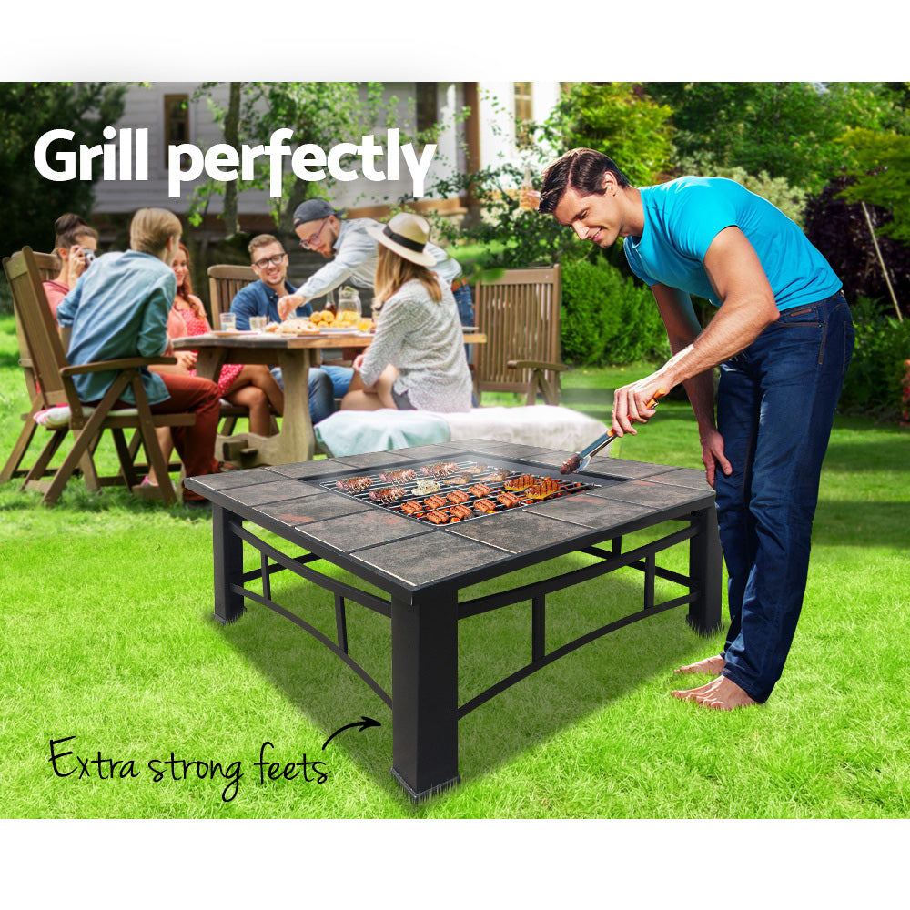 Fire Pit Bbq Grill Ice Bucket 4-In-1 Table