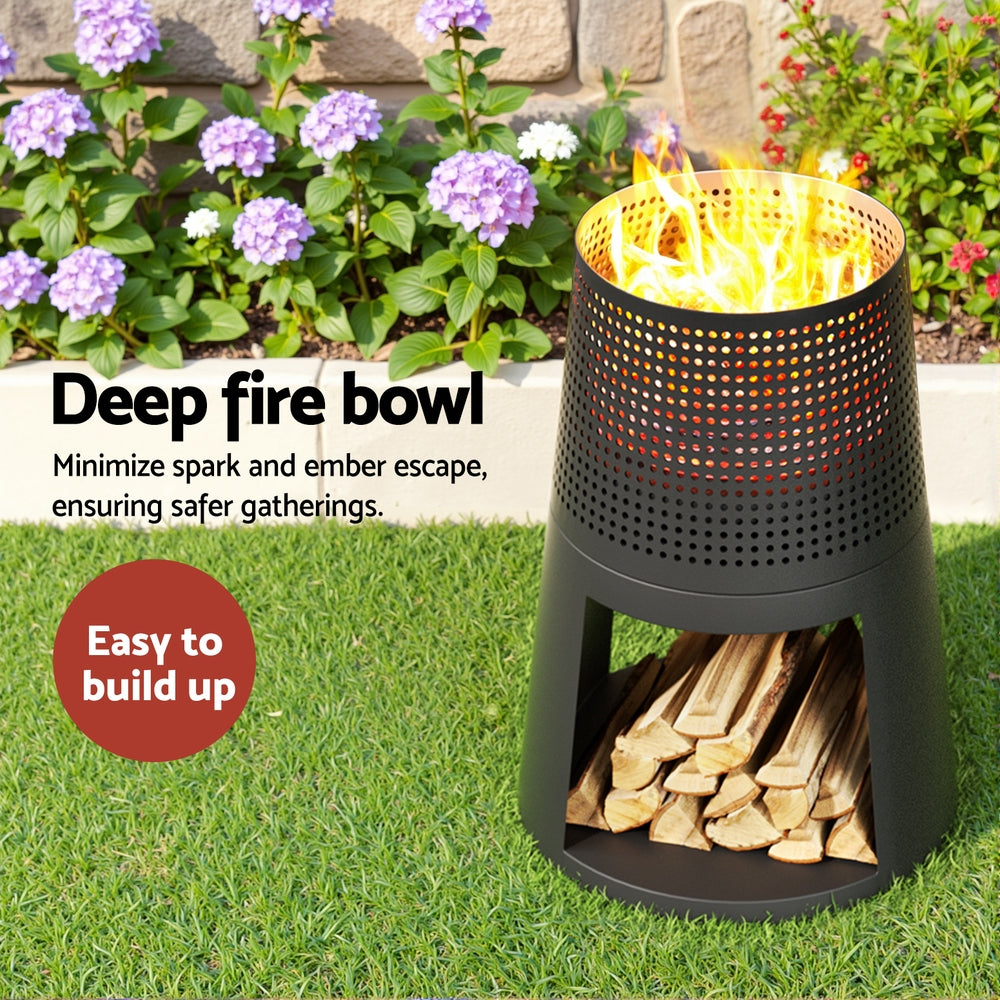 Deep Bowl Iron Fire Pit Outdoor Fireplace for Backyard Patio