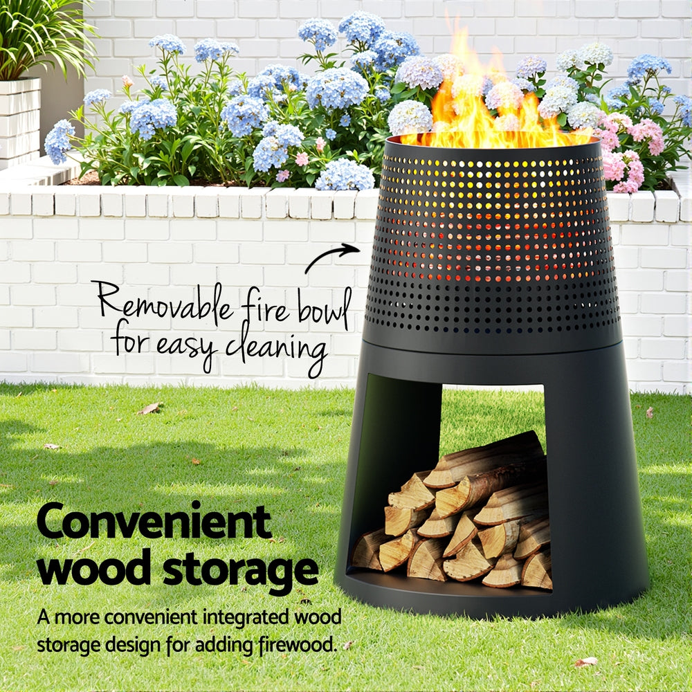 Deep Bowl Iron Fire Pit Outdoor Fireplace for Backyard Patio