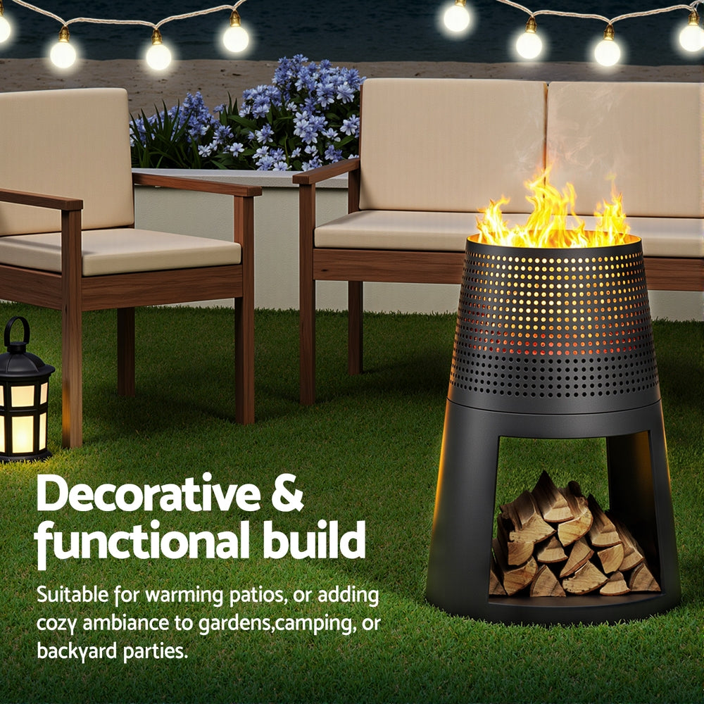 Deep Bowl Iron Fire Pit Outdoor Fireplace for Backyard Patio