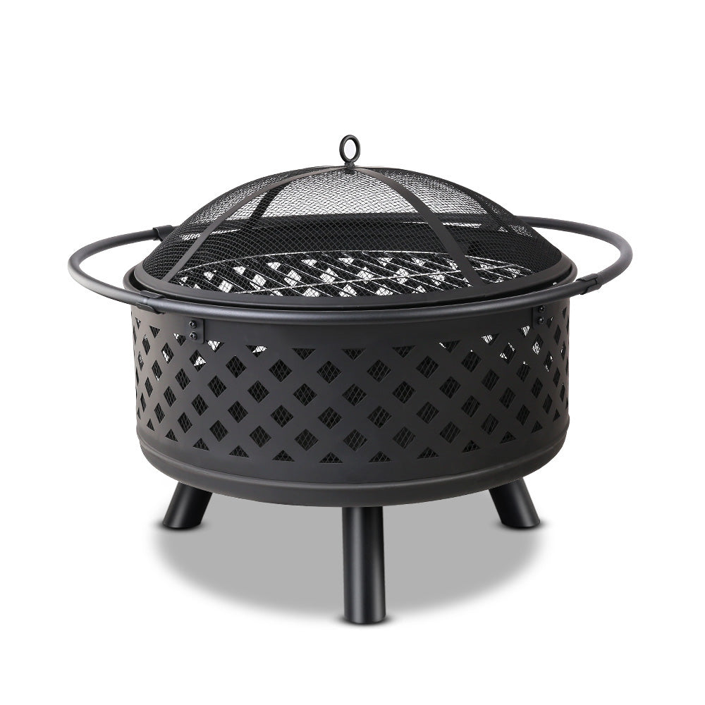 76cm Fire Pit BBQ Grill Outdoor Charcoal Heater Patio Garden Stove