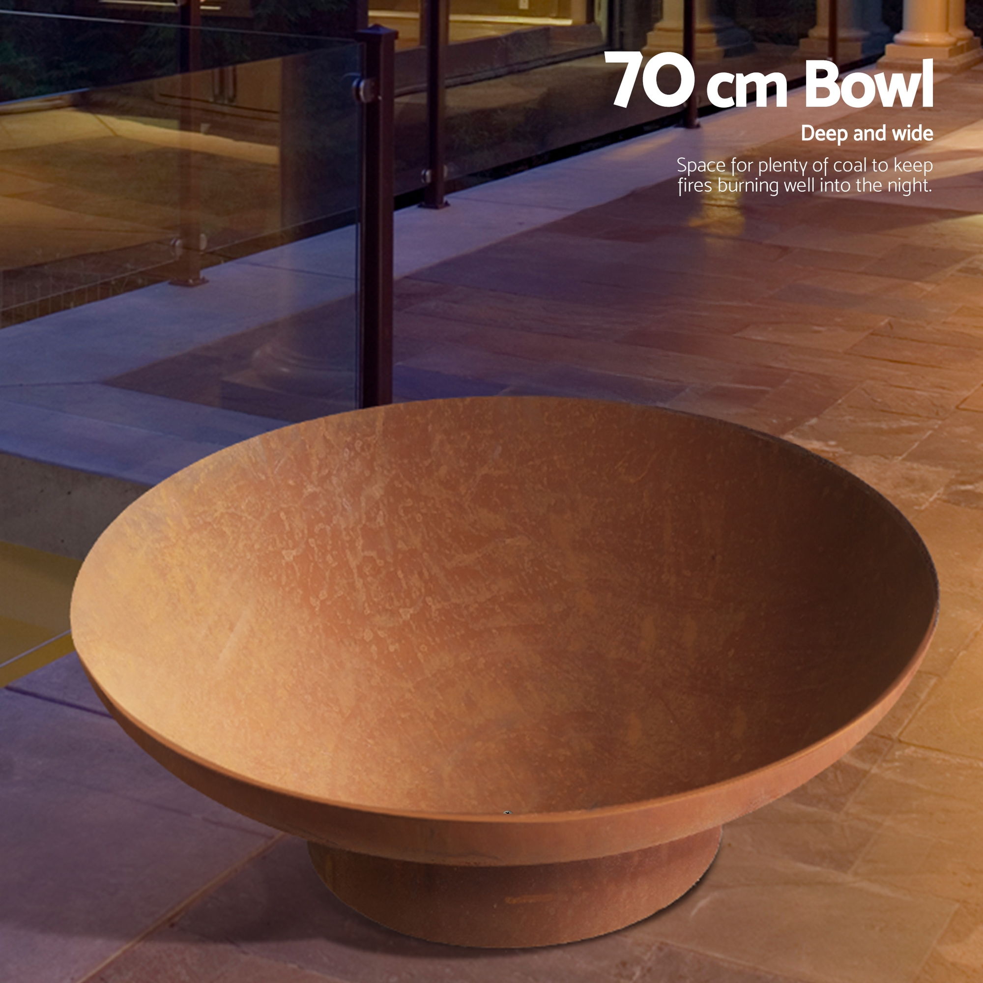 Fire Pit Bowl Cast Iron Rustic 70Cm