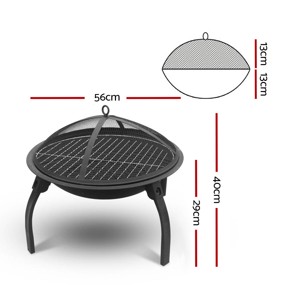 Grillz 22 Inch Portable Foldable Outdoor Fire Pit Fireplace