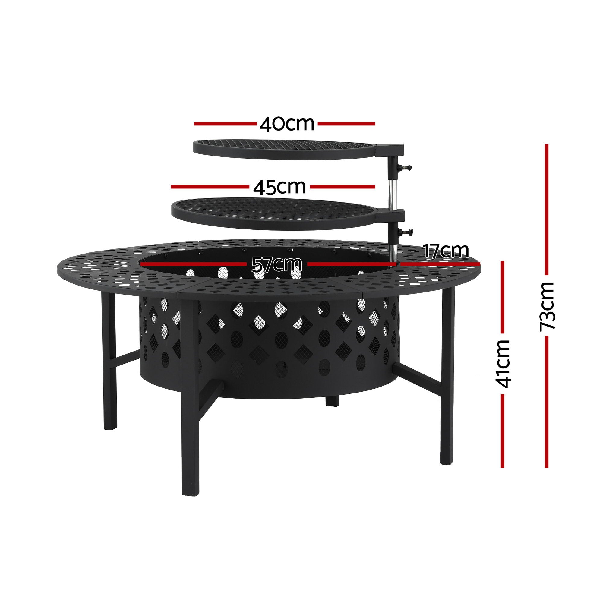 3 in 1 Fire Pit BBQ Charcoal Smoker Portable Outdoor Patio Grill
