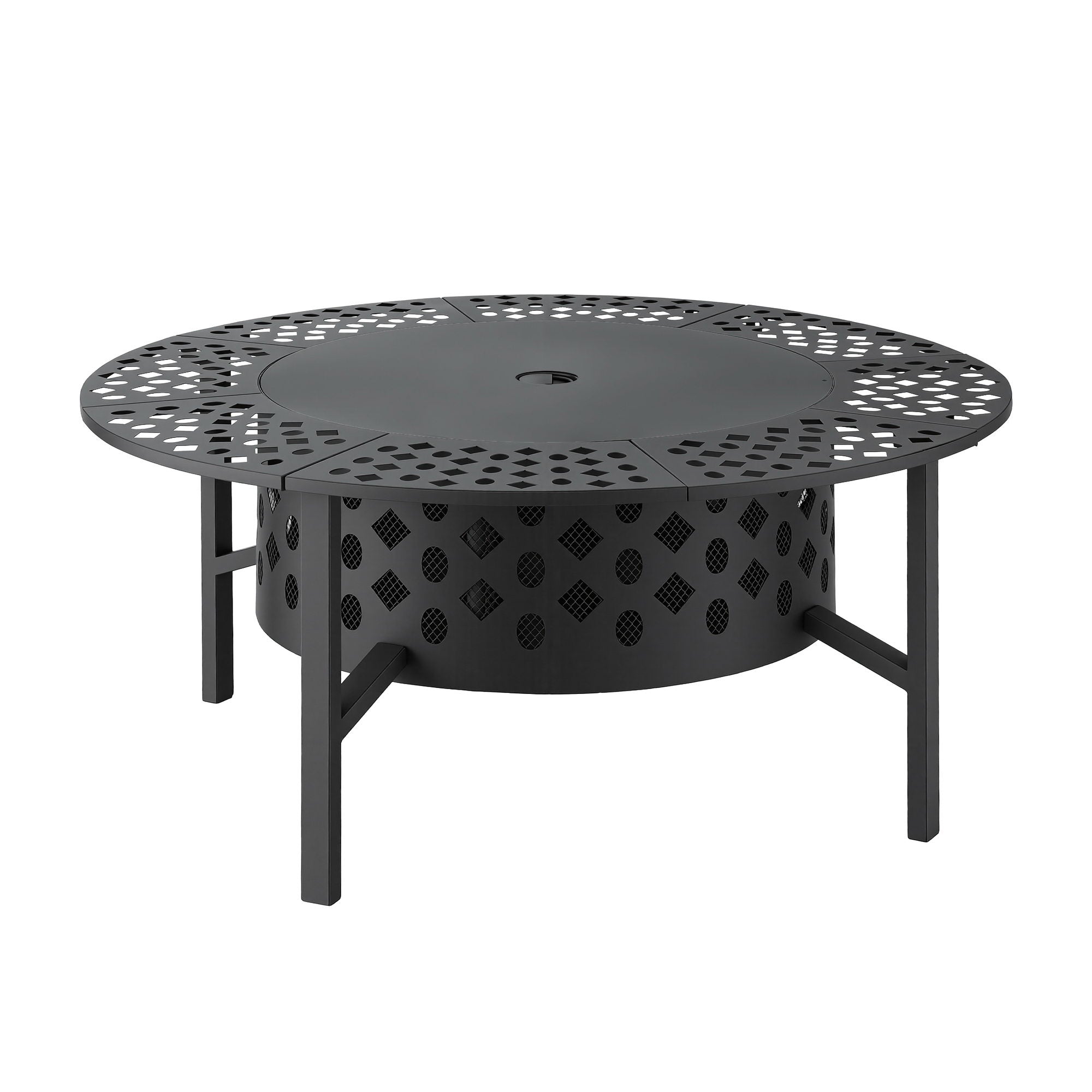 3 in 1 Fire Pit BBQ Charcoal Smoker Portable Outdoor Patio Grill