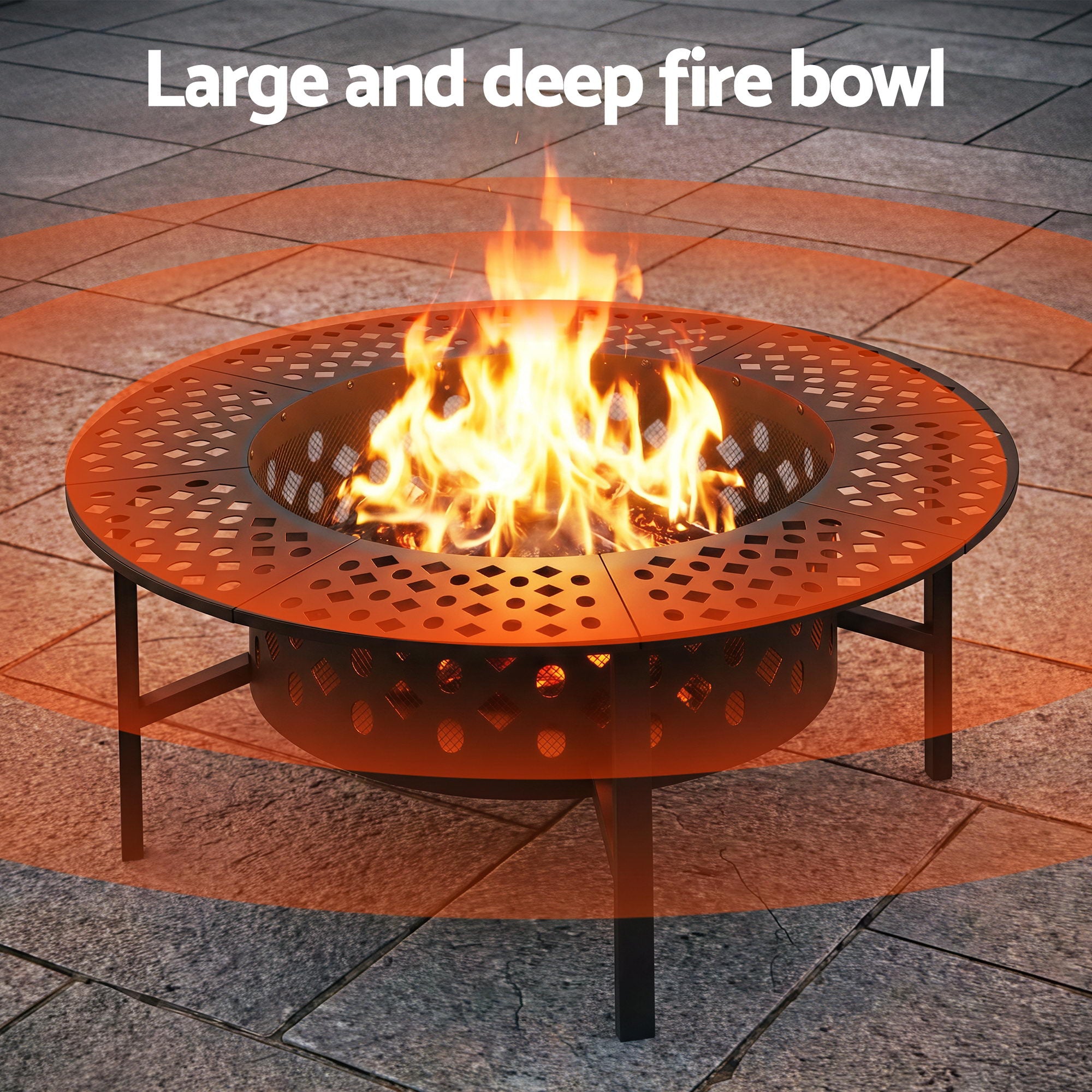 3 in 1 Fire Pit BBQ Charcoal Smoker Portable Outdoor Patio Grill