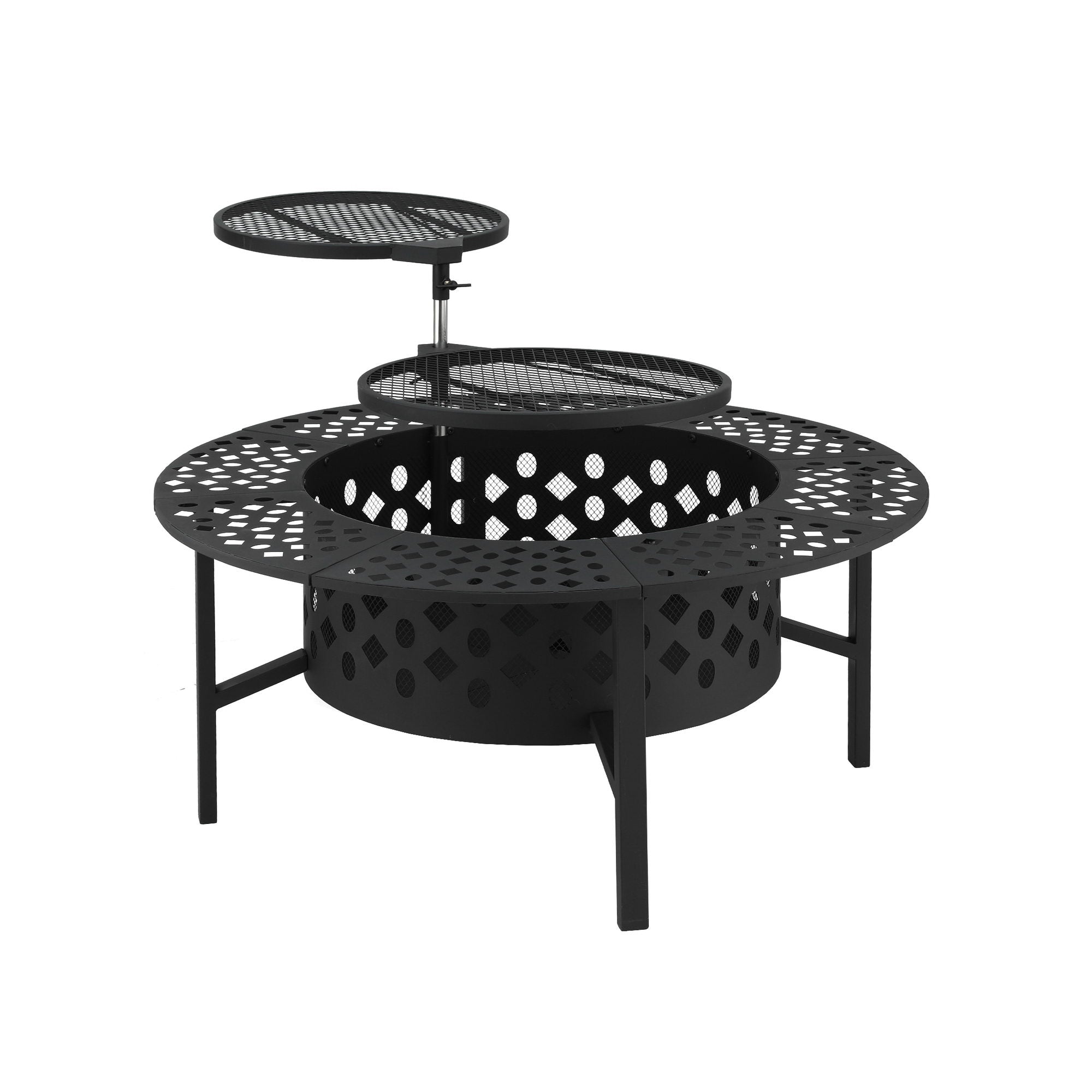 3 in 1 Fire Pit BBQ Charcoal Smoker Portable Outdoor Patio Grill