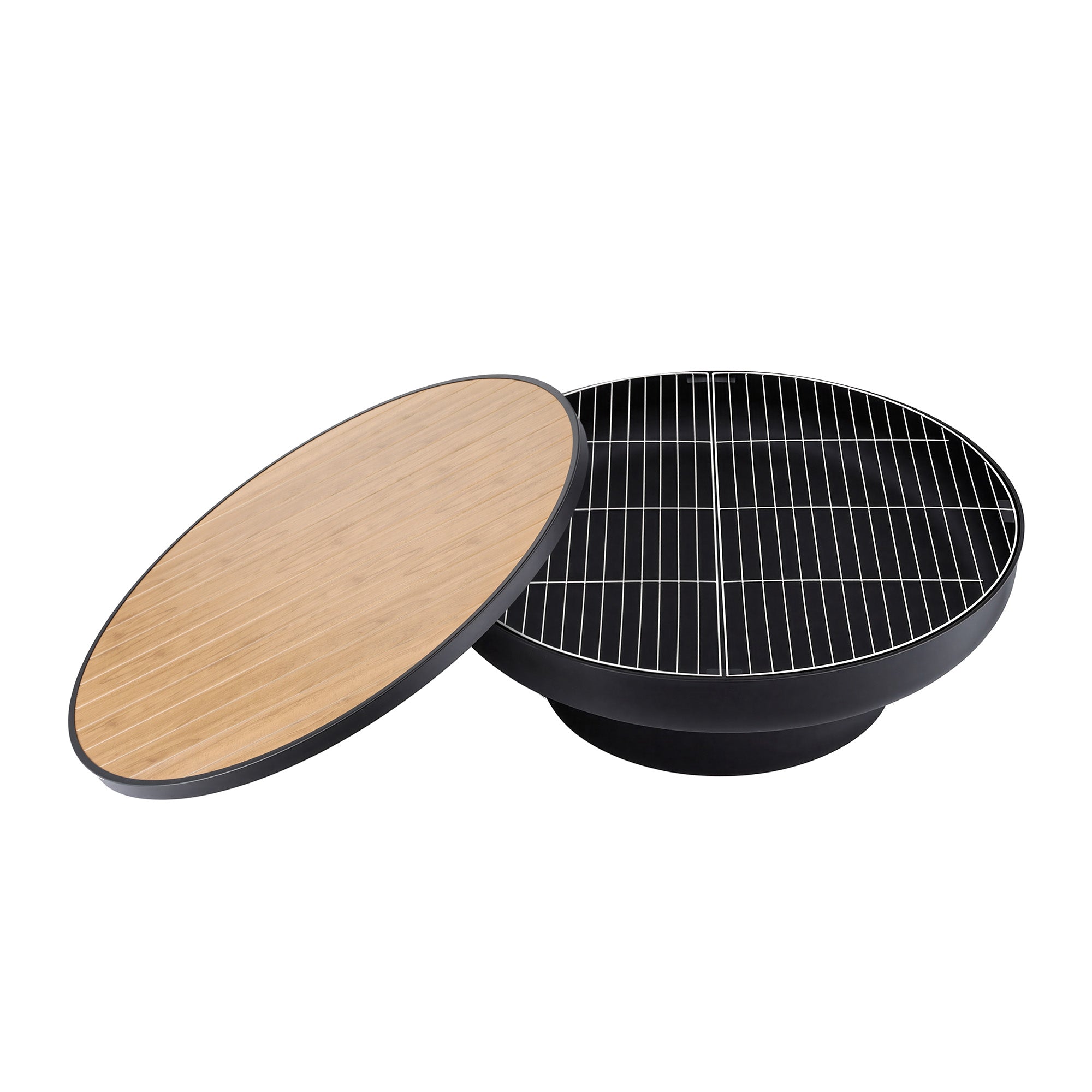 Fire Pit Table 3-in-1 Wood Burning BBQ Grill Round Patio Table