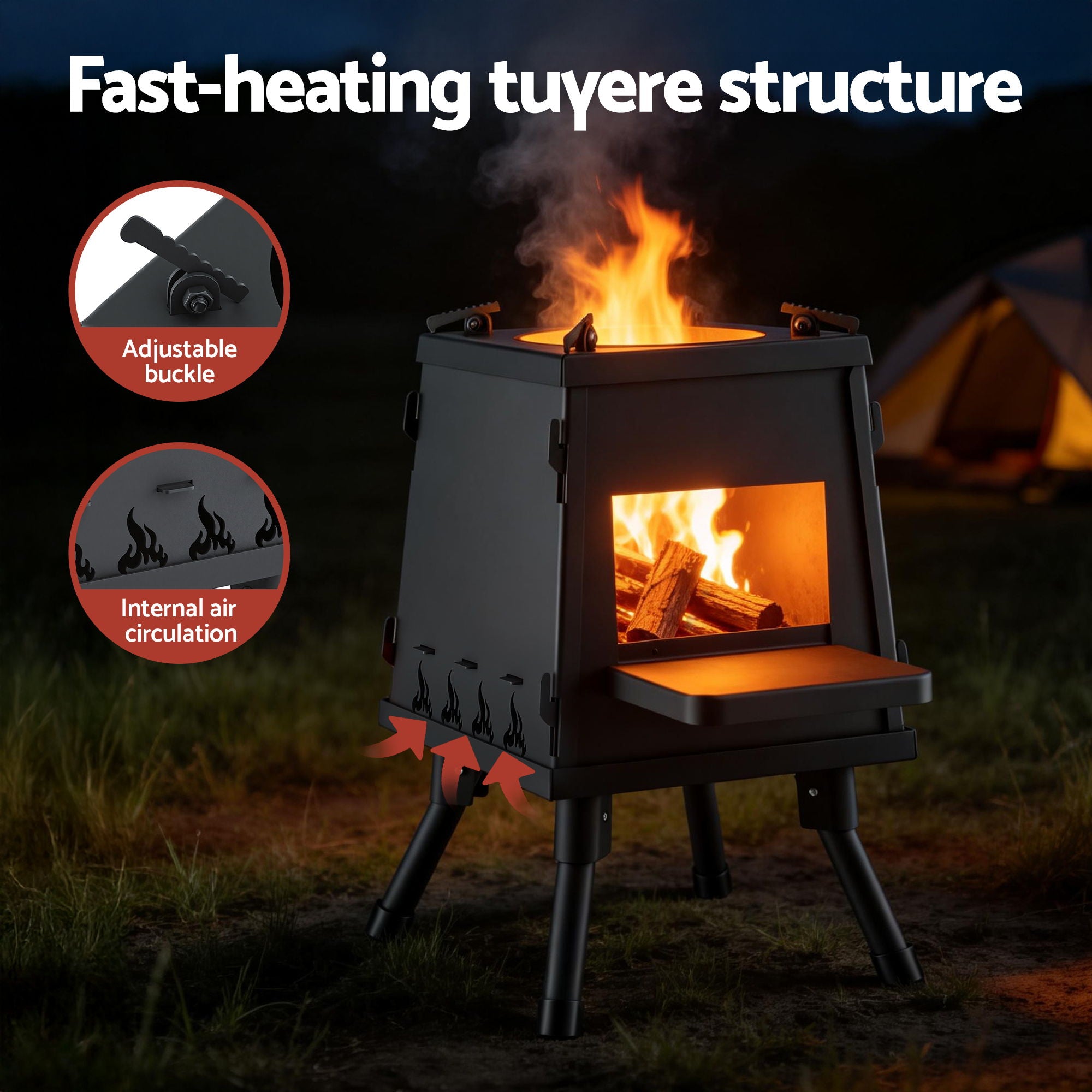 Portable Fire Pit BBQ Stove Outdoor Camping Wood Charcoal Cooking Grill