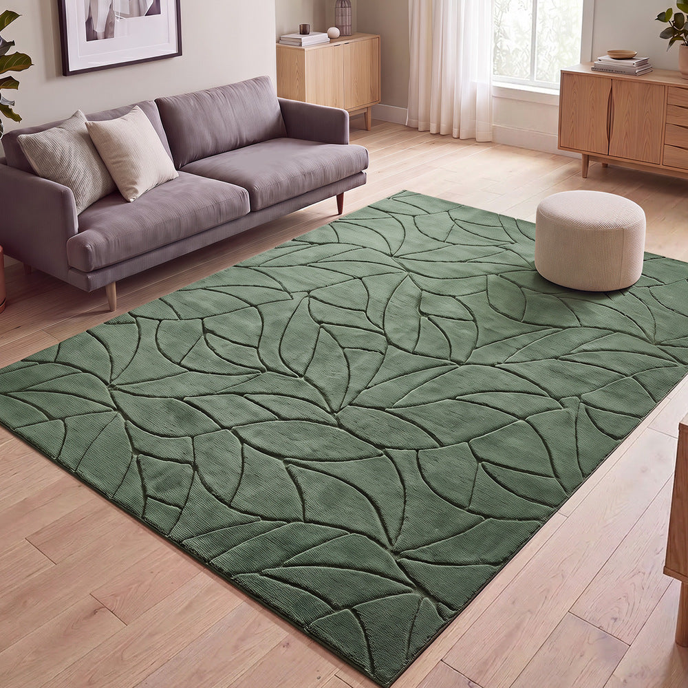 Green Leaf Jacquard Rug Soft 200x290cm