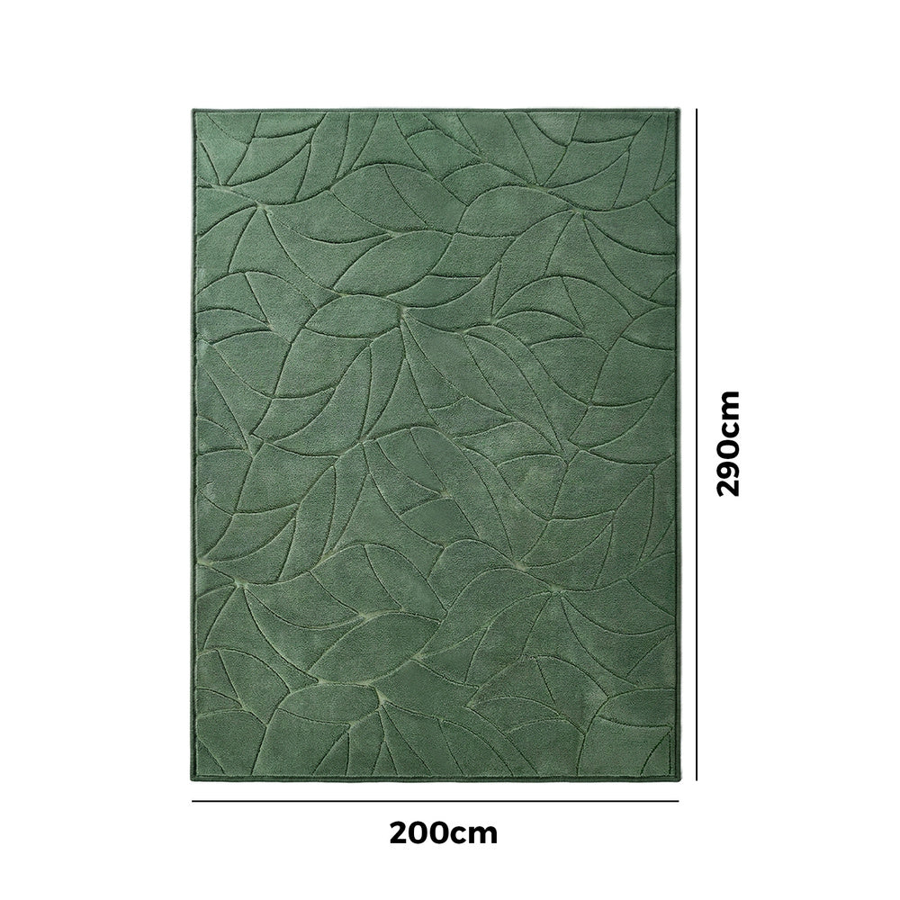 Green Leaf Jacquard Rug Soft 200x290cm