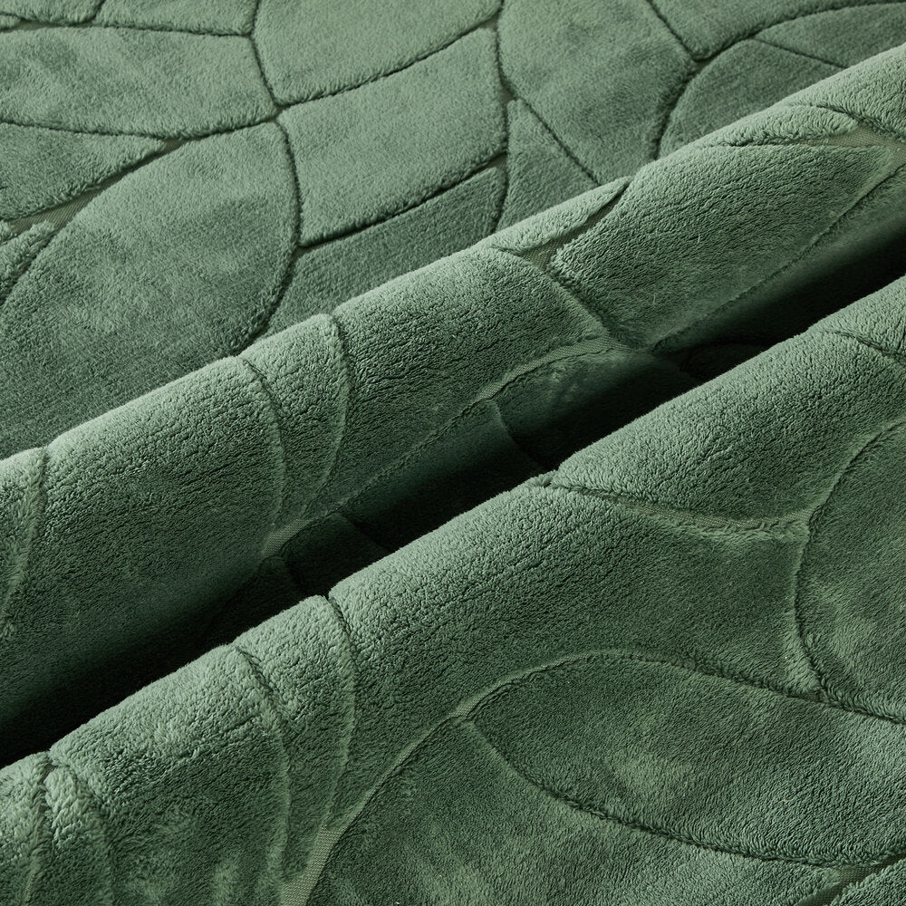 Green Leaf Jacquard Rug Soft 200x290cm