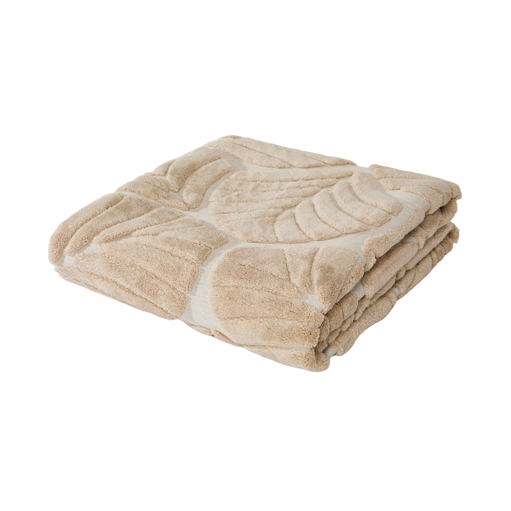 Beige Leaf Rug 200x290cm Textured Jacquard | Simpledeals