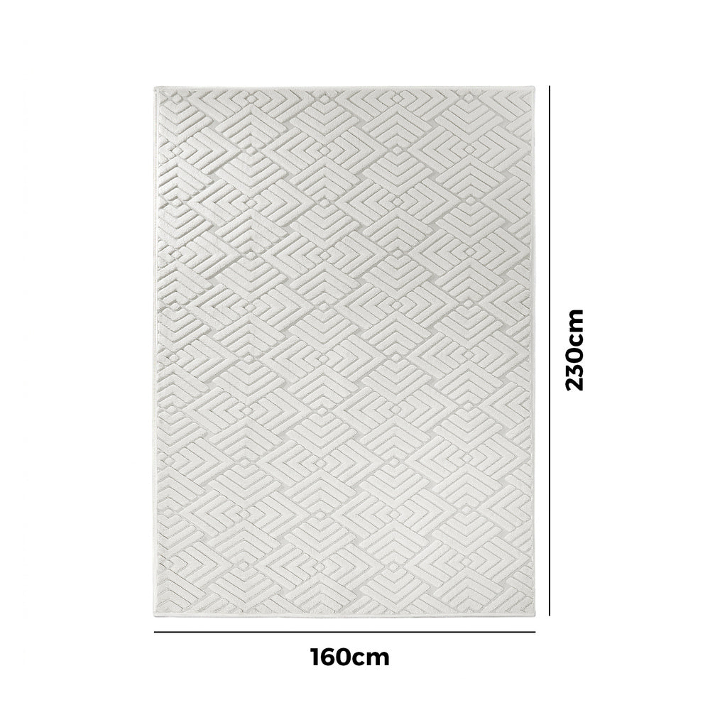 Jacquard Geometric Area Rug 160x230cm Cream | Simpledeals