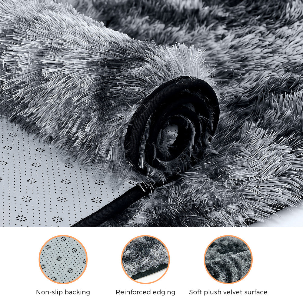 Grey Shaggy Rug 200x290cm Plush Velvet | Simpledeals
