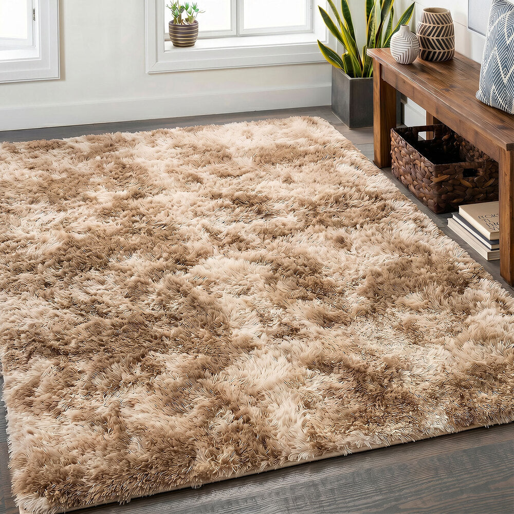 Taupe Shaggy Rug Anti Slip 200x290cm