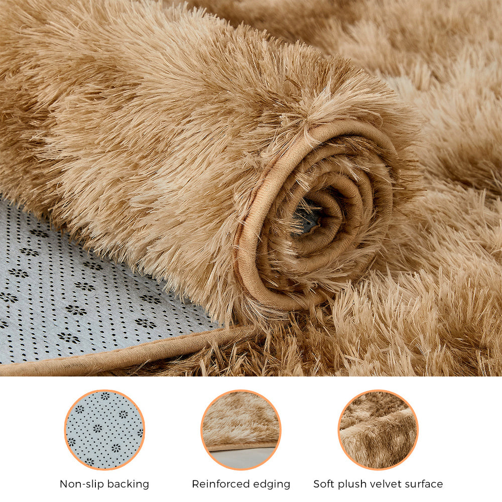 Taupe Shaggy Rug Anti Slip 200x290cm