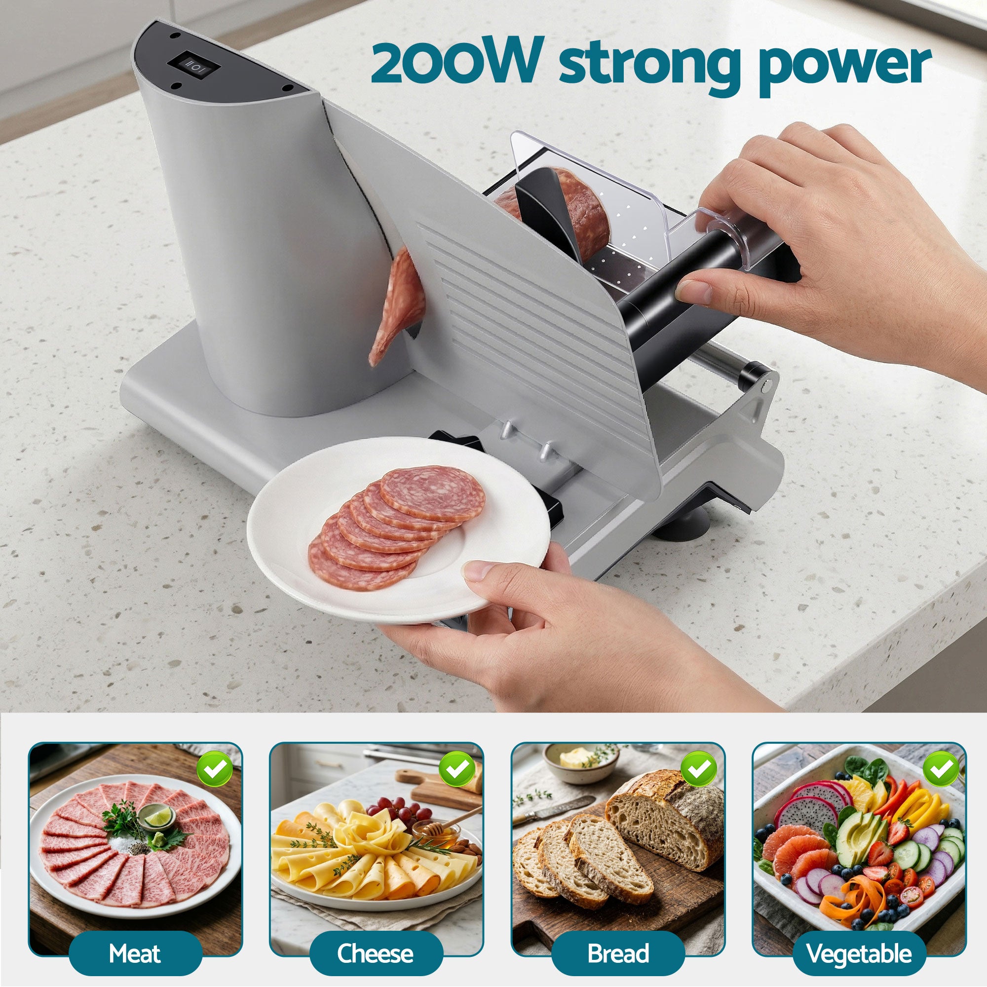 Devanti Meat Slicer 200W Stainless Steel Blade | Simpledeals